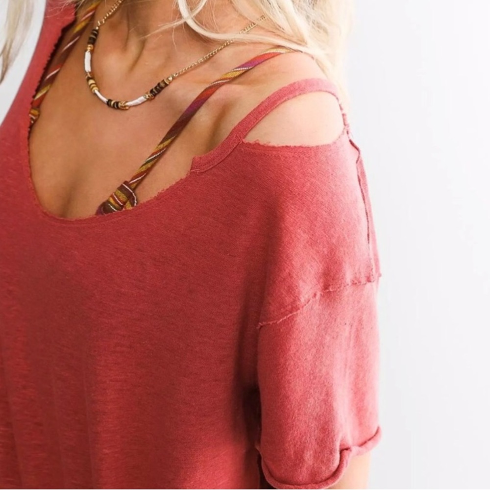 Free People We the Free Over U top in red NWT size M